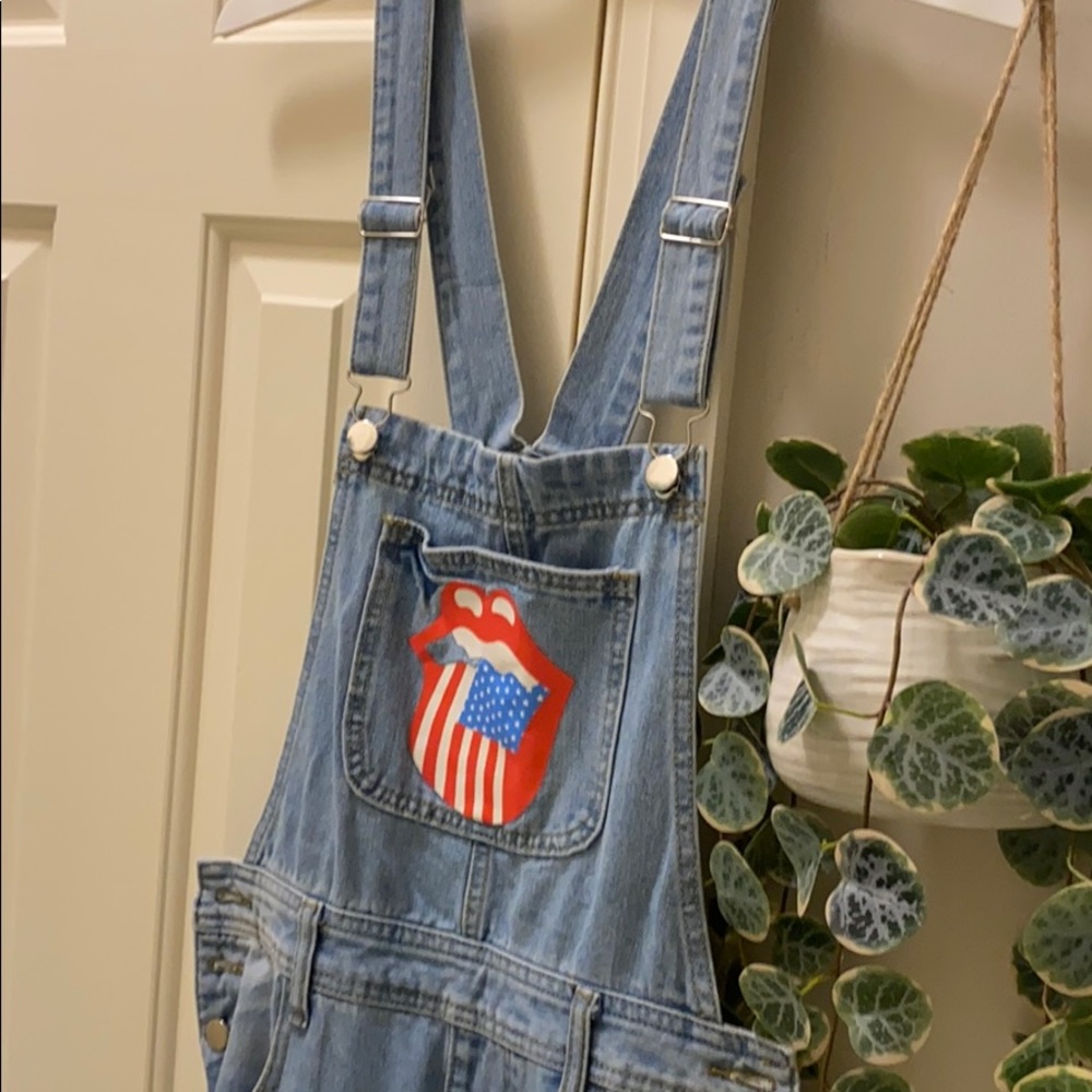 Super cute Rolling Stones rugged overalls